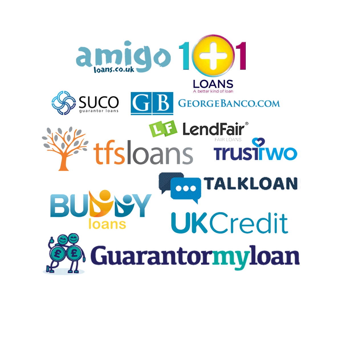 A bunch of logos on a white background including amigo 101