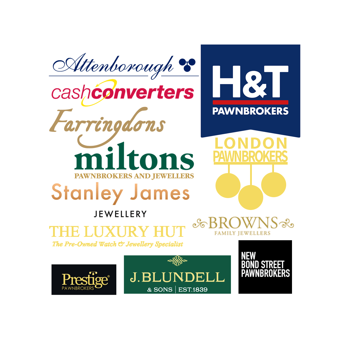 A collage of logos for various companies including h & t