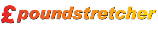 A logo for poundstretcher is shown on a white background