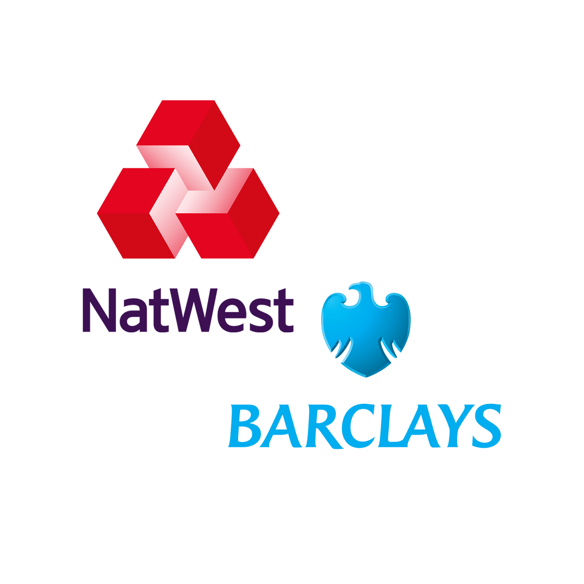 The logos for natwest and barclays are on a white background.