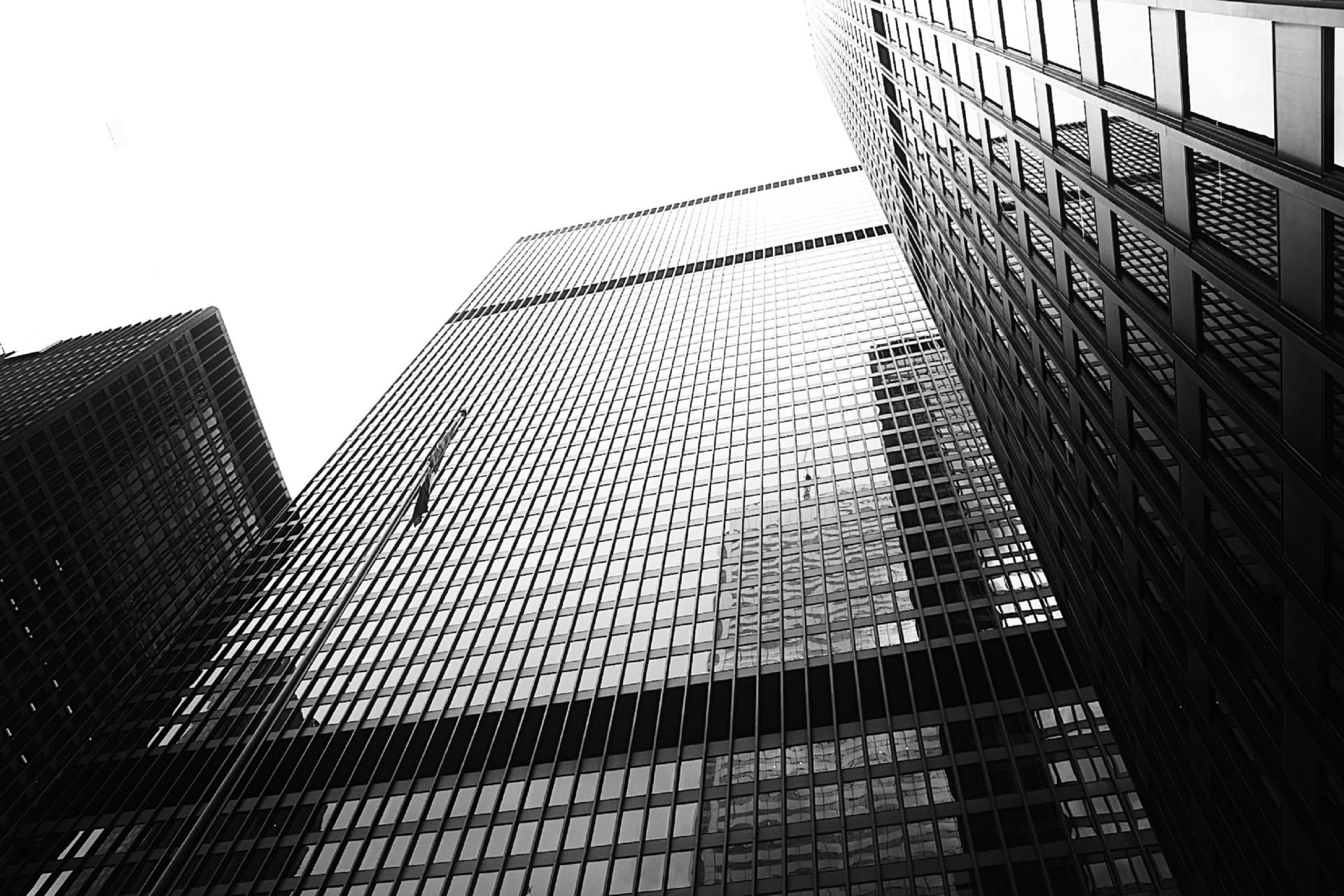 A black and white photo of a very tall building